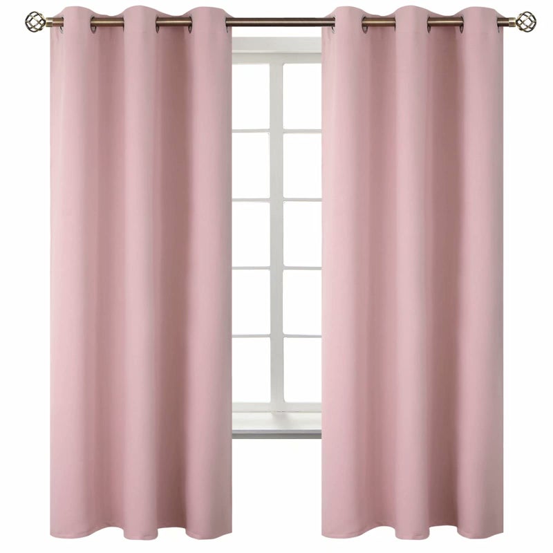 BGment Baby Pink Curtains for Girls Room - Nursery Room Darkening Thermal Insulated Grommet Top Elegant Modern Window Treatment, 2 Panels, 42 x 63 Inch - Image 1